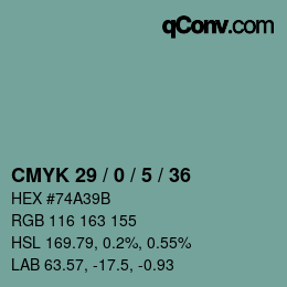 カラーコード: CMYK 29 / 0 / 5 / 36 | qconv.com