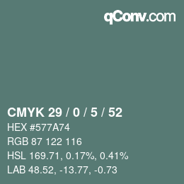 颜色代码: CMYK 29 / 0 / 5 / 52 | qconv.com