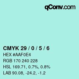 Color code: CMYK 29 / 0 / 5 / 6 | qconv.com