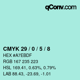 Color code: CMYK 29 / 0 / 5 / 8 | qconv.com