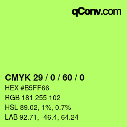 カラーコード: CMYK 29 / 0 / 60 / 0 | qconv.com