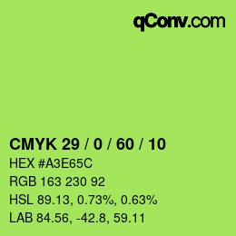 颜色代码: CMYK 29 / 0 / 60 / 10 | qconv.com
