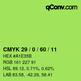 颜色代码: CMYK 29 / 0 / 60 / 11 | qconv.com
