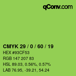 カラーコード: CMYK 29 / 0 / 60 / 19 | qconv.com