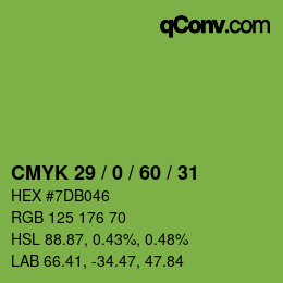 颜色代码: CMYK 29 / 0 / 60 / 31 | qconv.com