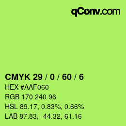 カラーコード: CMYK 29 / 0 / 60 / 6 | qconv.com