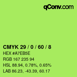 Color code: CMYK 29 / 0 / 60 / 8 | qconv.com