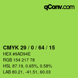 カラーコード: CMYK 29 / 0 / 64 / 15 | qconv.com