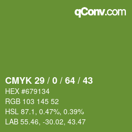 颜色代码: CMYK 29 / 0 / 64 / 43 | qconv.com