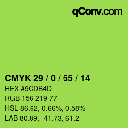 Color code: CMYK 29 / 0 / 65 / 14 | qconv.com