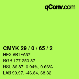 カラーコード: CMYK 29 / 0 / 65 / 2 | qconv.com