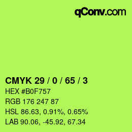 カラーコード: CMYK 29 / 0 / 65 / 3 | qconv.com