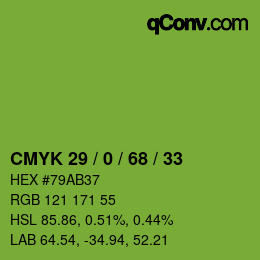Color code: CMYK 29 / 0 / 68 / 33 | qconv.com