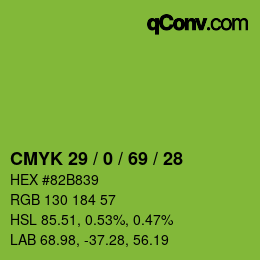 カラーコード: CMYK 29 / 0 / 69 / 28 | qconv.com