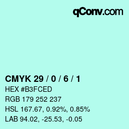 カラーコード: CMYK 29 / 0 / 6 / 1 | qconv.com
