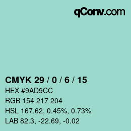 Color code: CMYK 29 / 0 / 6 / 15 | qconv.com