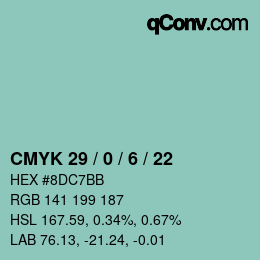 Color code: CMYK 29 / 0 / 6 / 22 | qconv.com