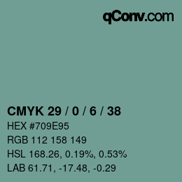 Código de color: CMYK 29 / 0 / 6 / 38 | qconv.com