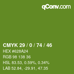 颜色代码: CMYK 29 / 0 / 74 / 46 | qconv.com
