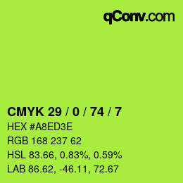 カラーコード: CMYK 29 / 0 / 74 / 7 | qconv.com