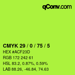 Color code: CMYK 29 / 0 / 75 / 5 | qconv.com