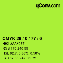 Farbcode: CMYK 29 / 0 / 77 / 6 | qconv.com