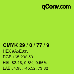 Farbcode: CMYK 29 / 0 / 77 / 9 | qconv.com