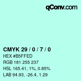カラーコード: CMYK 29 / 0 / 7 / 0 | qconv.com