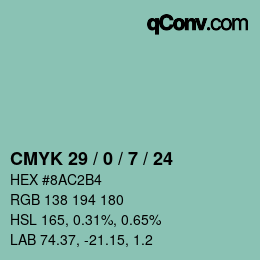 Color code: CMYK 29 / 0 / 7 / 24 | qconv.com