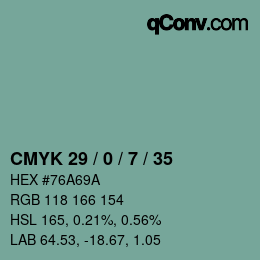 Código de color: CMYK 29 / 0 / 7 / 35 | qconv.com