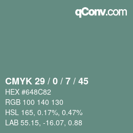 Color code: CMYK 29 / 0 / 7 / 45 | qconv.com