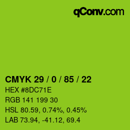 颜色代码: CMYK 29 / 0 / 85 / 22 | qconv.com