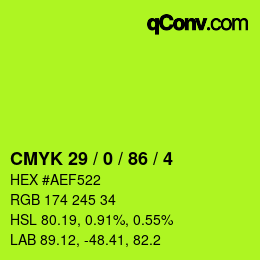 Color code: CMYK 29 / 0 / 86 / 4 | qconv.com