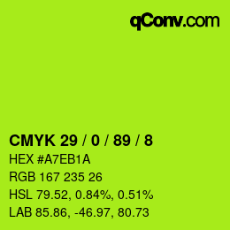 Color code: CMYK 29 / 0 / 89 / 8 | qconv.com