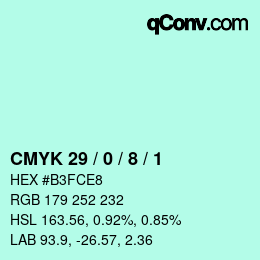 カラーコード: CMYK 29 / 0 / 8 / 1 | qconv.com
