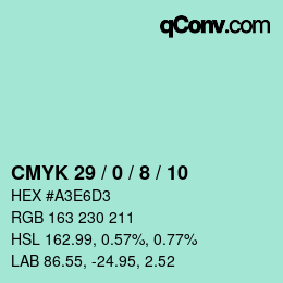 カラーコード: CMYK 29 / 0 / 8 / 10 | qconv.com
