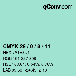 カラーコード: CMYK 29 / 0 / 8 / 11 | qconv.com