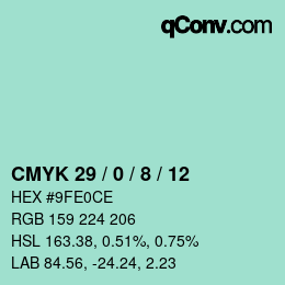 Color code: CMYK 29 / 0 / 8 / 12 | qconv.com