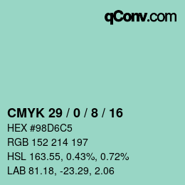 カラーコード: CMYK 29 / 0 / 8 / 16 | qconv.com
