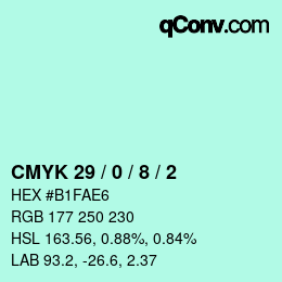 Color code: CMYK 29 / 0 / 8 / 2 | qconv.com