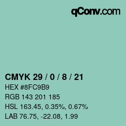 Color code: CMYK 29 / 0 / 8 / 21 | qconv.com