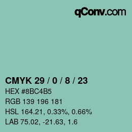 颜色代码: CMYK 29 / 0 / 8 / 23 | qconv.com