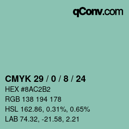 Color code: CMYK 29 / 0 / 8 / 24 | qconv.com