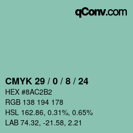 カラーコード: CMYK 29 / 0 / 8 / 24 | qconv.com