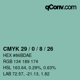カラーコード: CMYK 29 / 0 / 8 / 26 | qconv.com