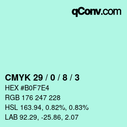カラーコード: CMYK 29 / 0 / 8 / 3 | qconv.com