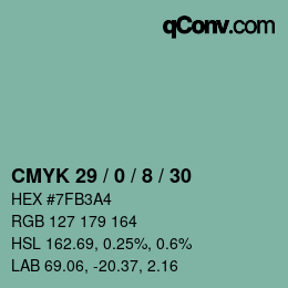 颜色代码: CMYK 29 / 0 / 8 / 30 | qconv.com