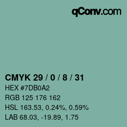 Color code: CMYK 29 / 0 / 8 / 31 | qconv.com