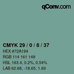 Color code: CMYK 29 / 0 / 8 / 37 | qconv.com