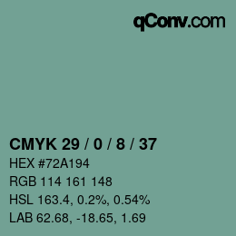 Color code: CMYK 29 / 0 / 8 / 37 | qconv.com